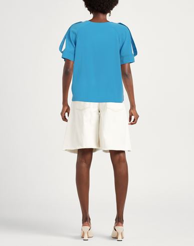 Woman Top Light blue Size 12 Viscose, Polyester