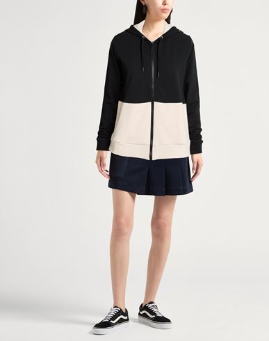 Woman Sweatshirt Black Size M Cotton, Elastane