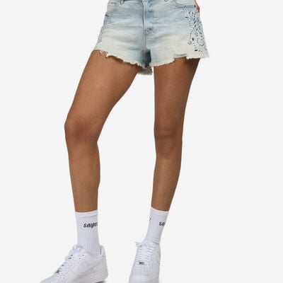 Women's Rhinestone Bermuda Shorts in Blue