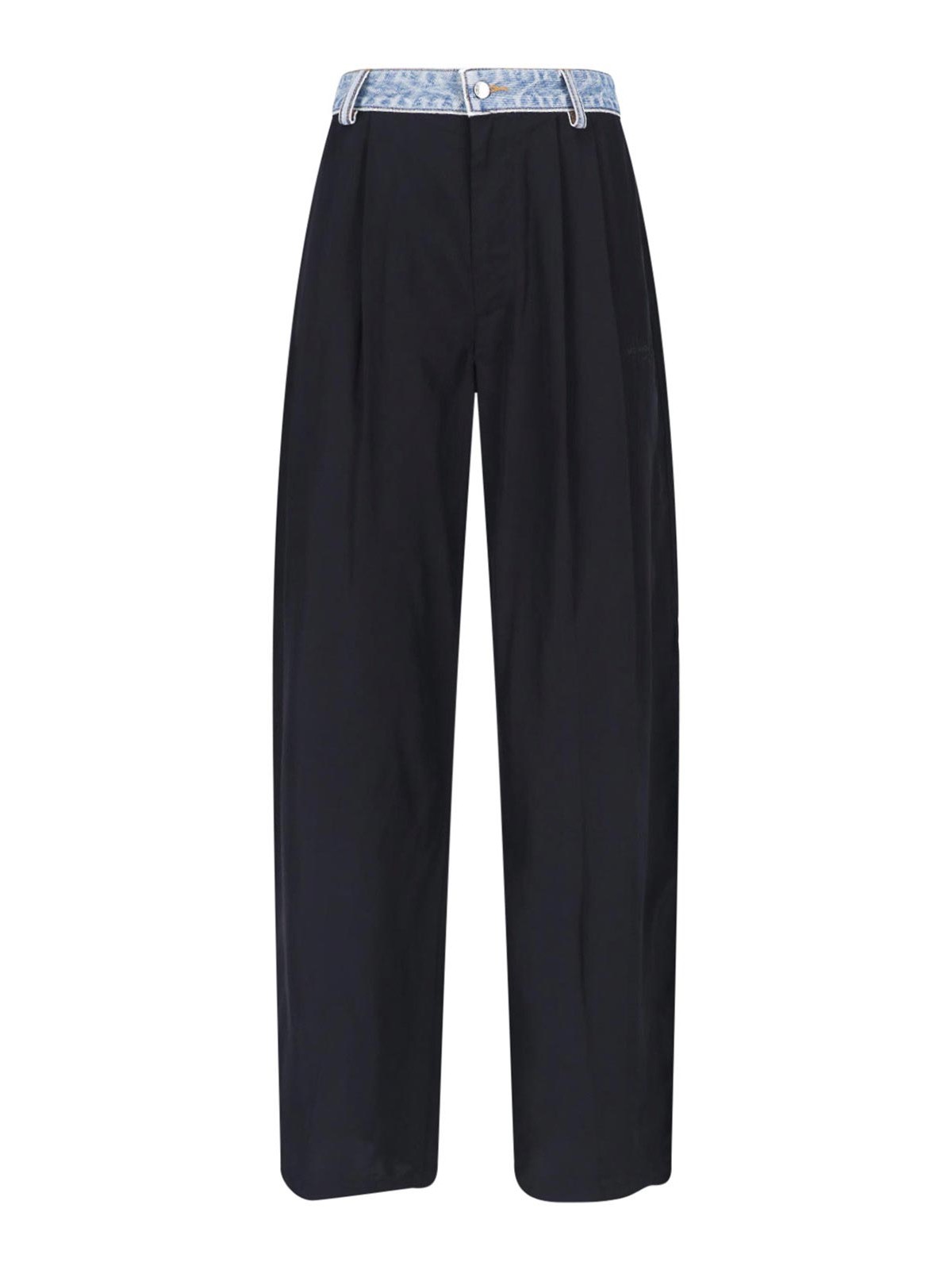 Denim-waistband Pleated Trousers