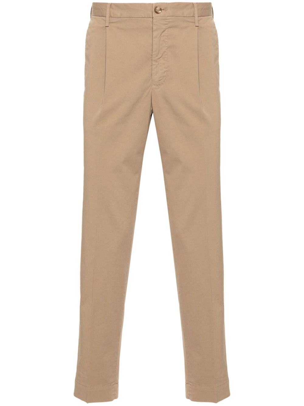 Stretch-cotton tapered trousers - Brown