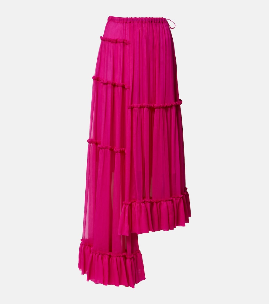 Asymmetric silk muslin skirt
