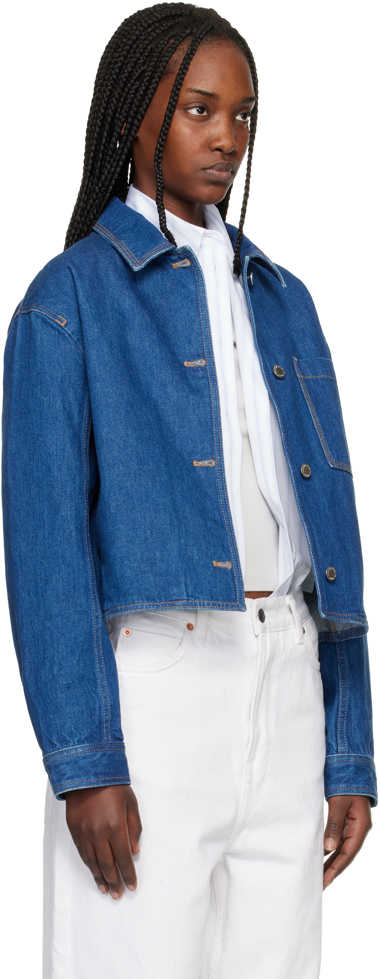 Blue Cropped Denim Jacket