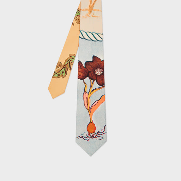'Textile Print' Silk Tie Blue