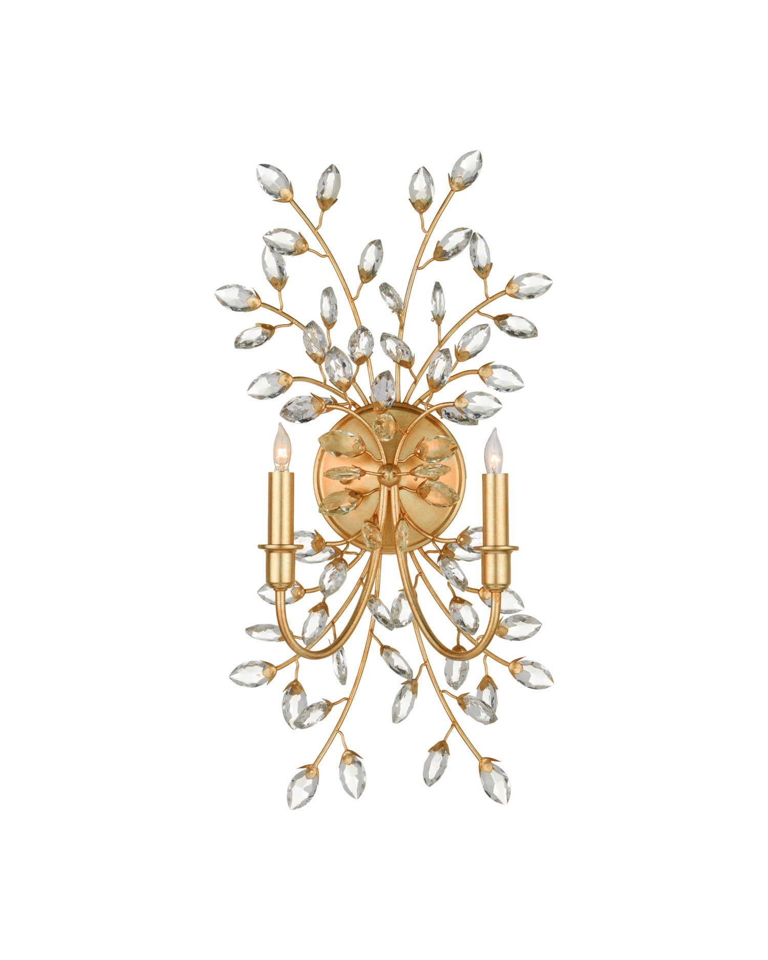 Clear Chinois Gold Leaf Wall Sconce from the Forget-Me-Not Collection