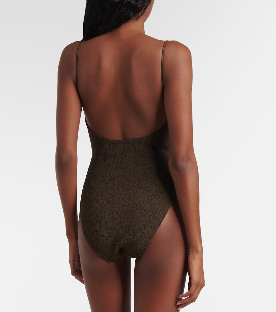Shirred jersey swimsuit