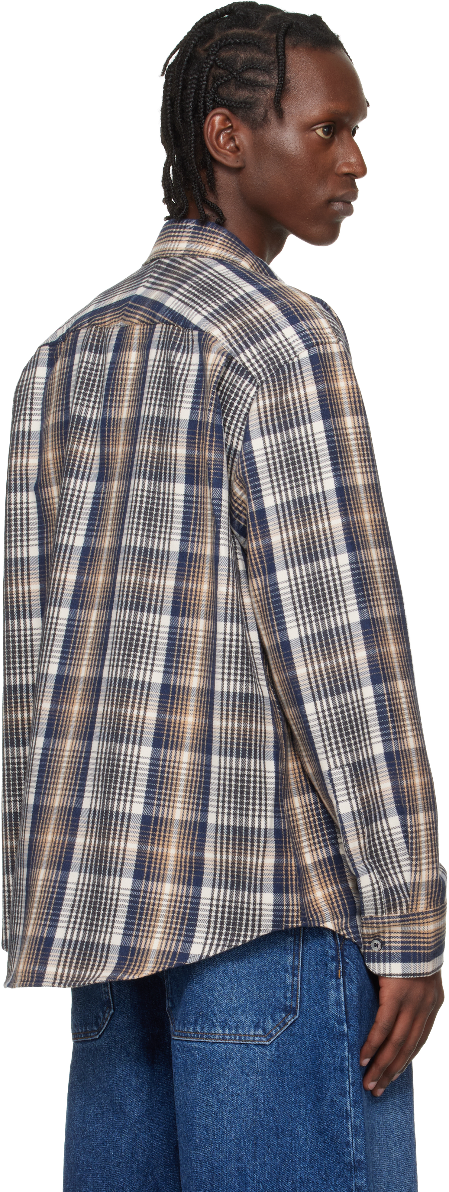 Navy & Beige Aaron Levine Edition View Check Shirt