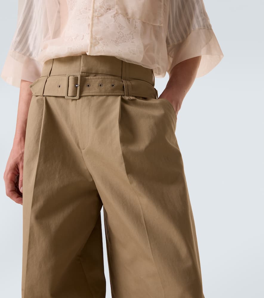 Cotton-blend canvas wide-leg pants