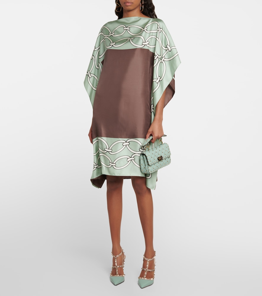 Chain-print silk kaftan dress