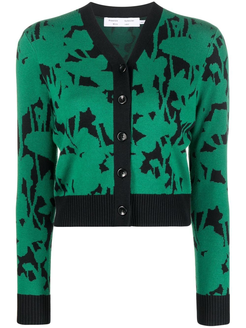 Floral-intarsia cardigan - Green
