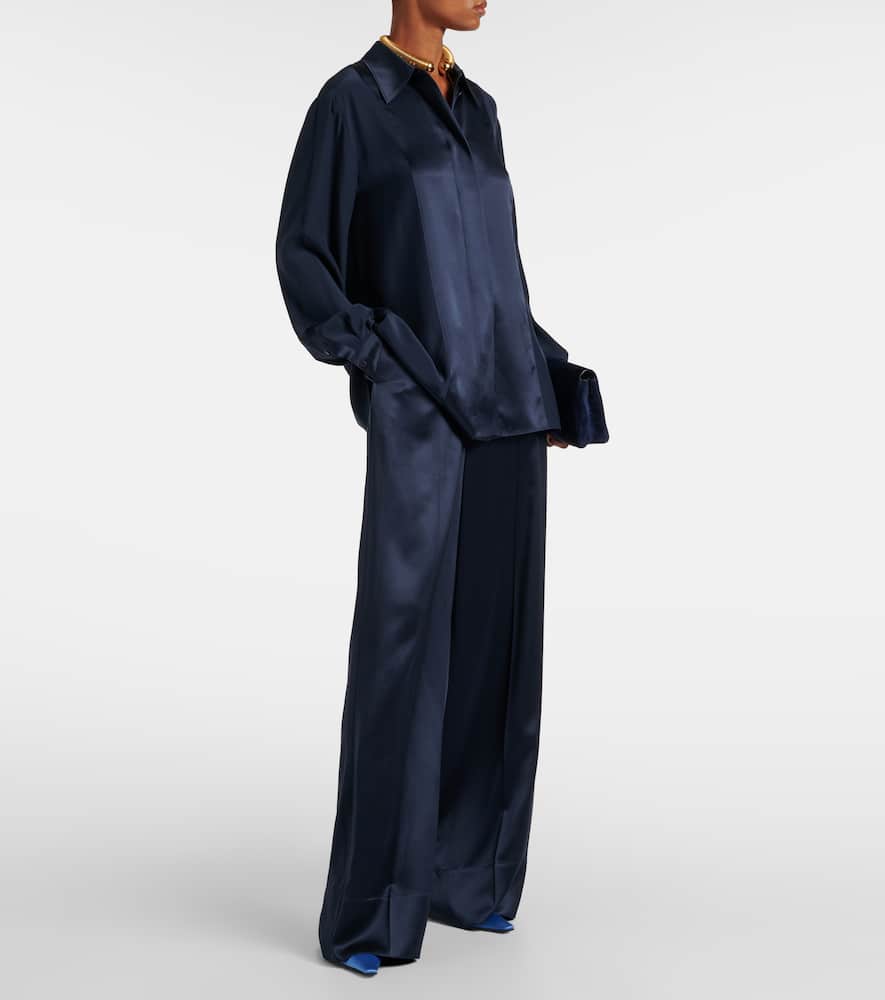 Dijon silk satin wide-leg pants