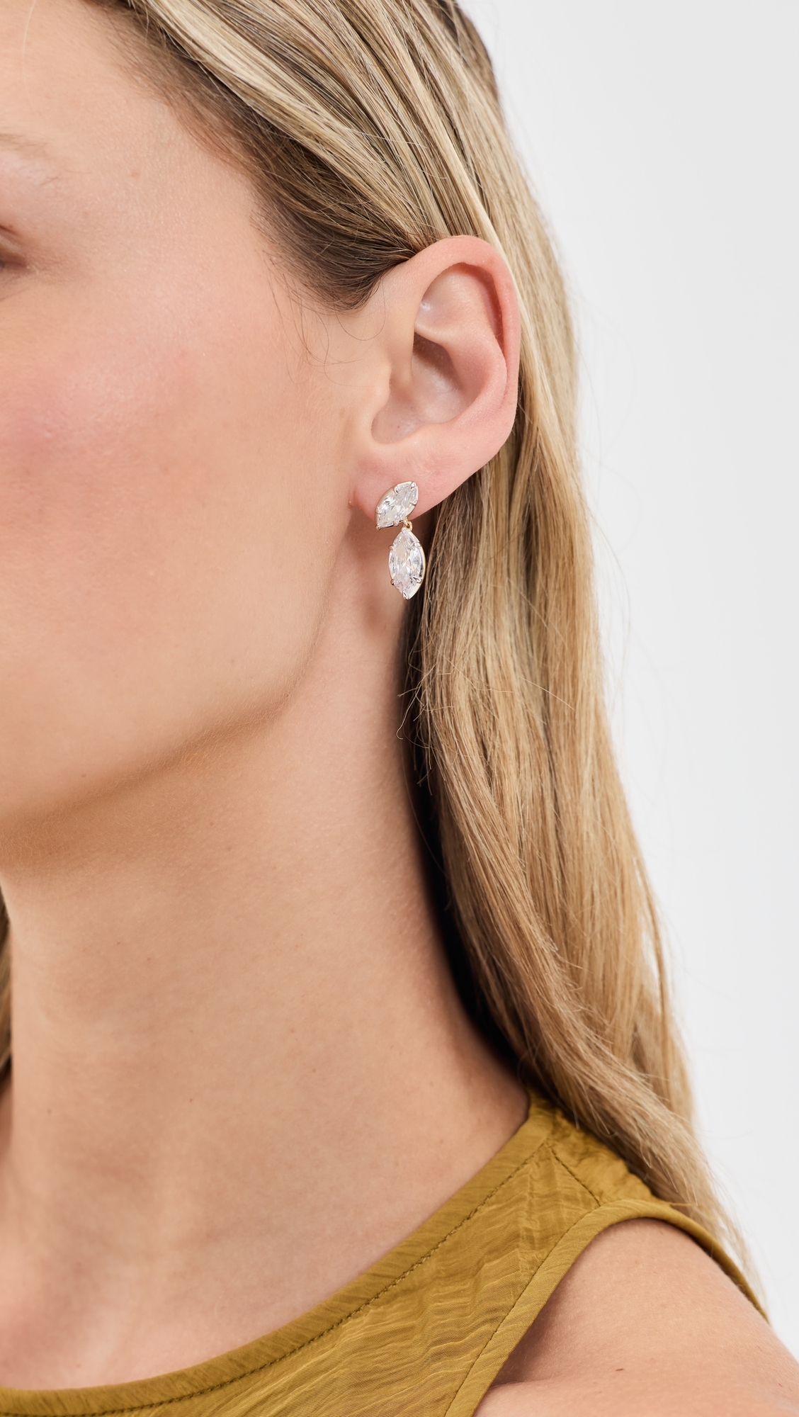 Marquise Georgian Cut Drop Earrings Gold One Size