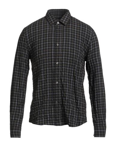 Man Shirt Dark green Size L Cotton, Elastane