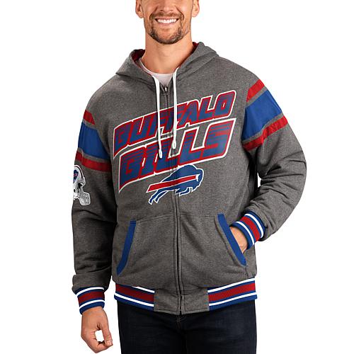 Men's Royal/Gray Buffalo Bills Extreme Full Back Reversible Hoodie Full-Z