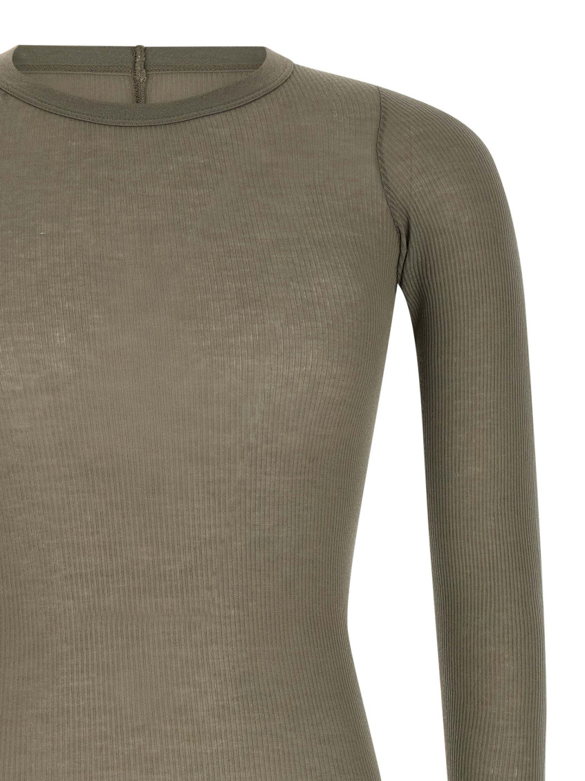 Rick Owens - long sleeve ribbed knit seam detail top