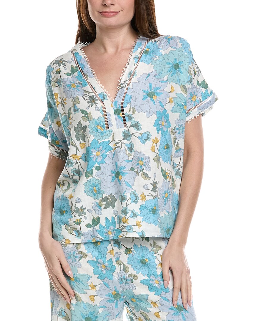 Printed Linen-Blend Blouse