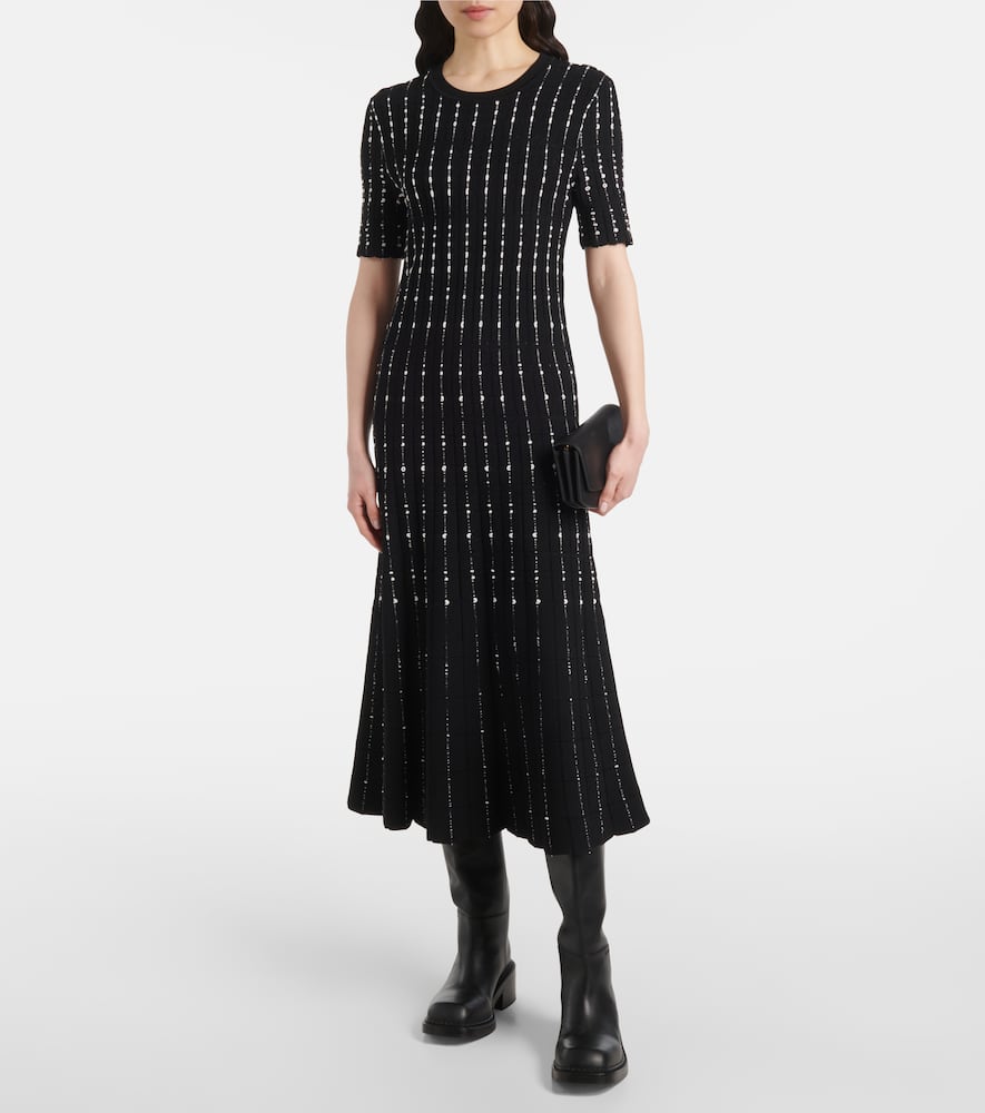 Ribbed-knit cotton-blend midi dress