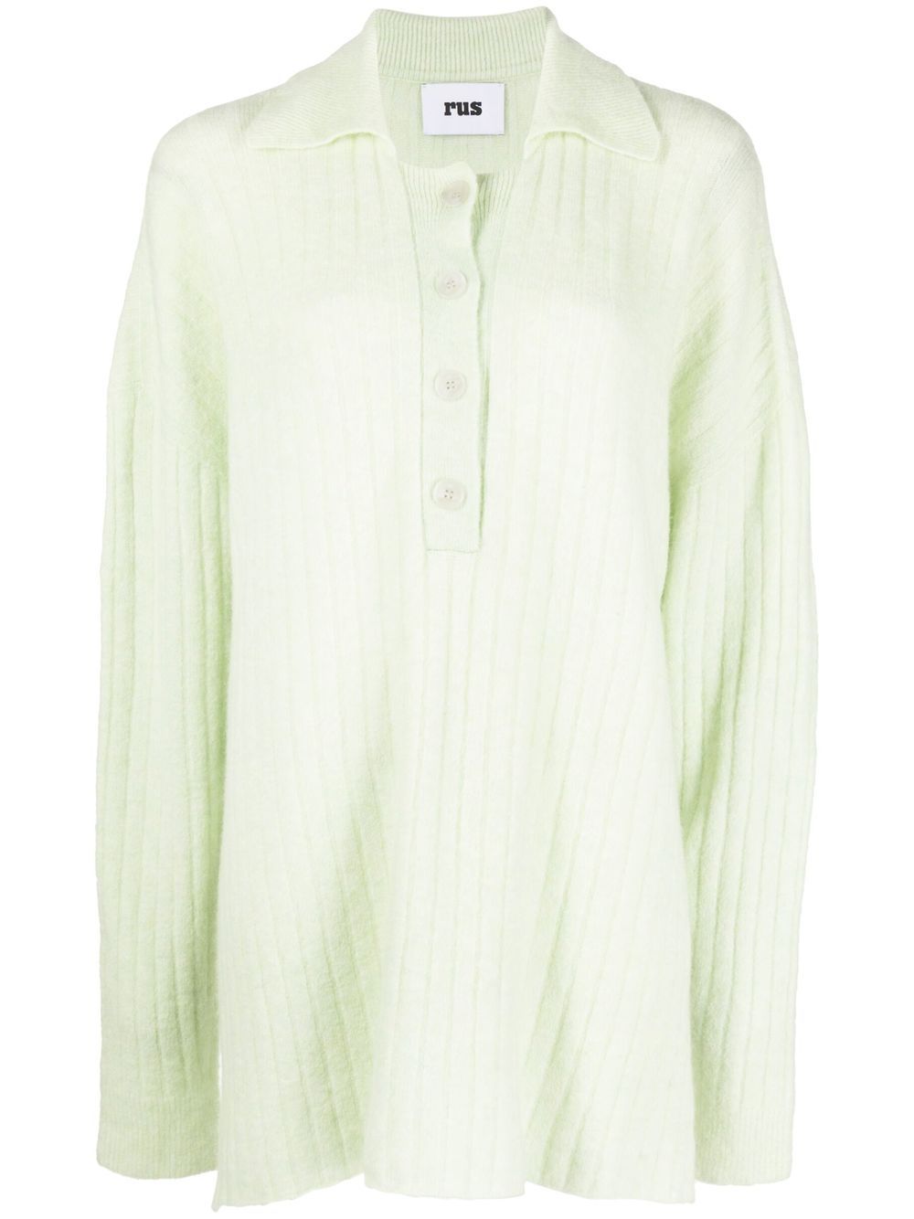 Ribbed knitted polo shirt - Green