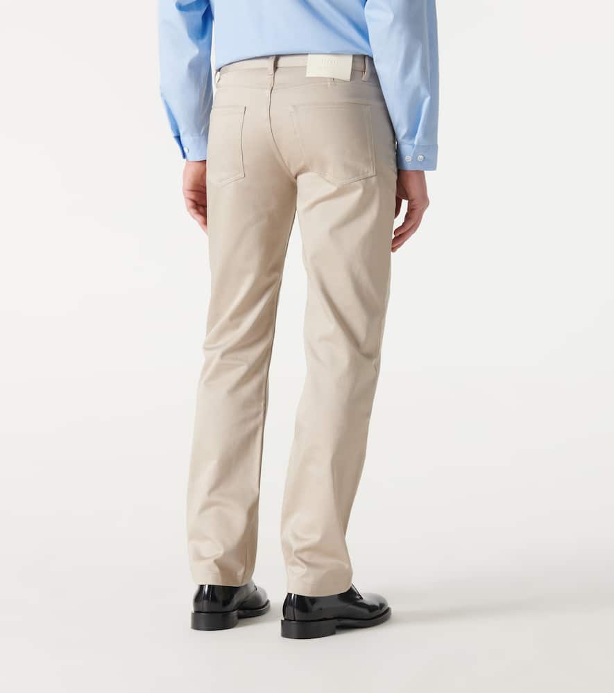 Cotton satin straight pants