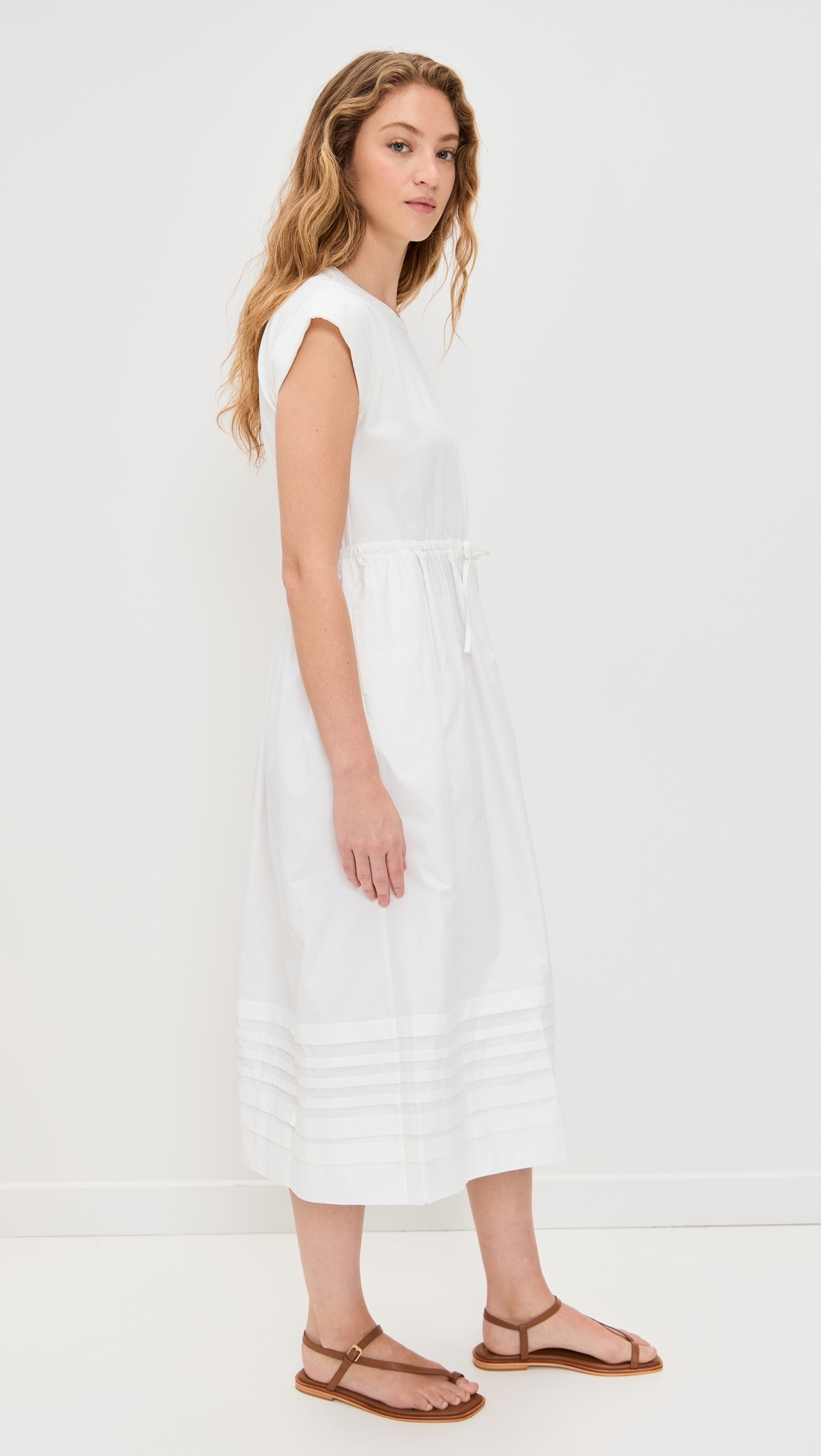 T Shirt Dress with Shirring White