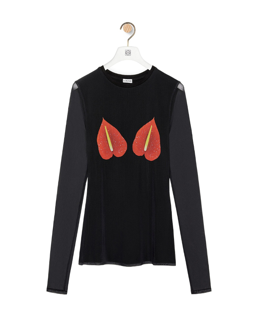 Anthurium top in semi sheer mesh