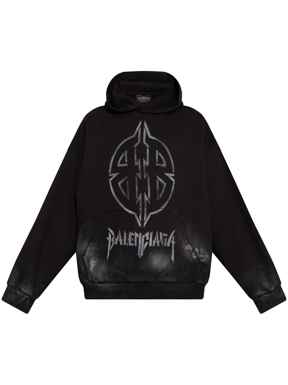 Graphic-print cotton hoodie - Black
