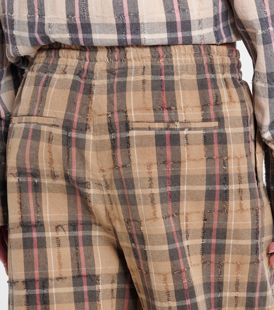 Checked cotton flannel cargo pants