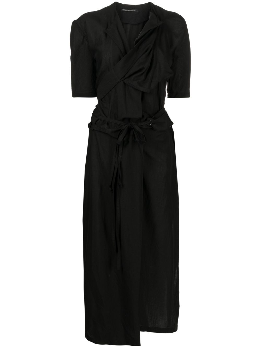 Belted short-sleeve coat