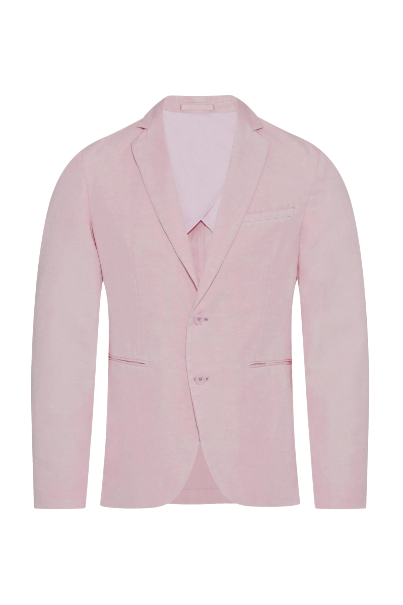 Linen-Cotton Blend Blazer — Pink