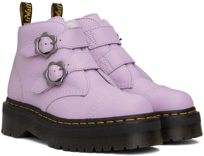 Purple Devon Flower Buckle Platform Boots