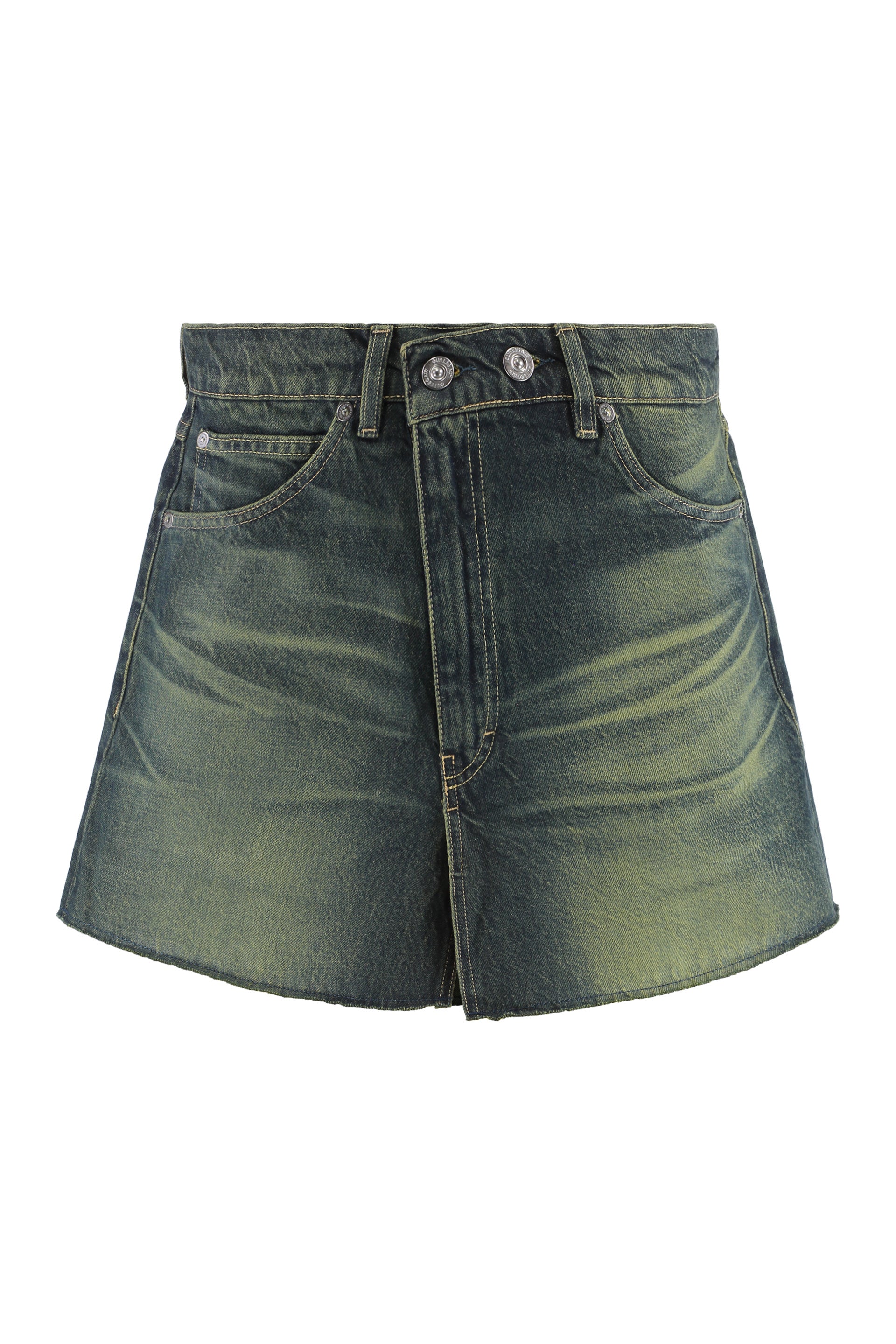 Button & Rivet Cover Mini Denim Skirt