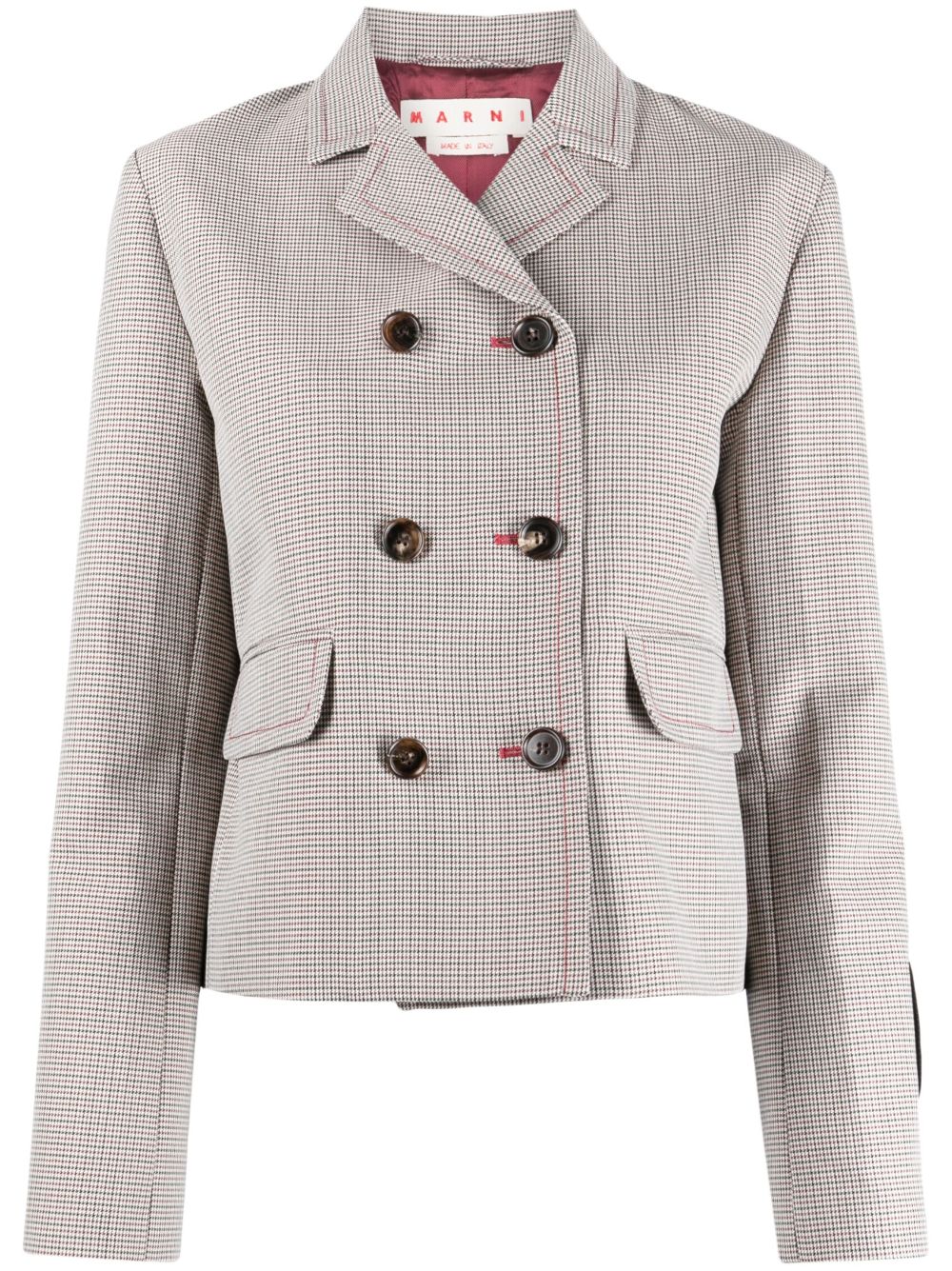 Houndstooth-pattern double-breasted blazer - Neutrals