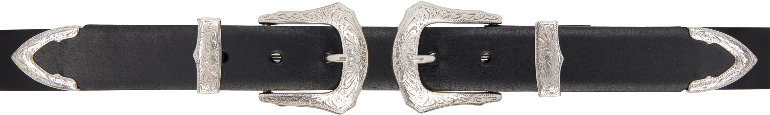 Black Double Buckle Wide Belt