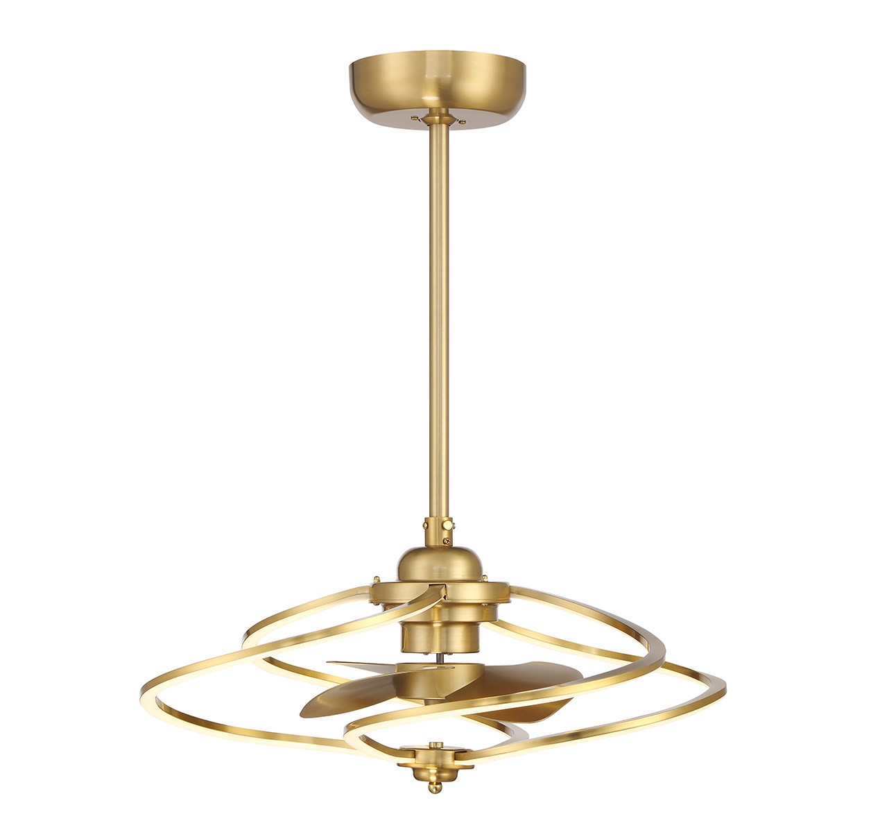 Warm Brass LED Fan D'Lier from the Hydra Collection