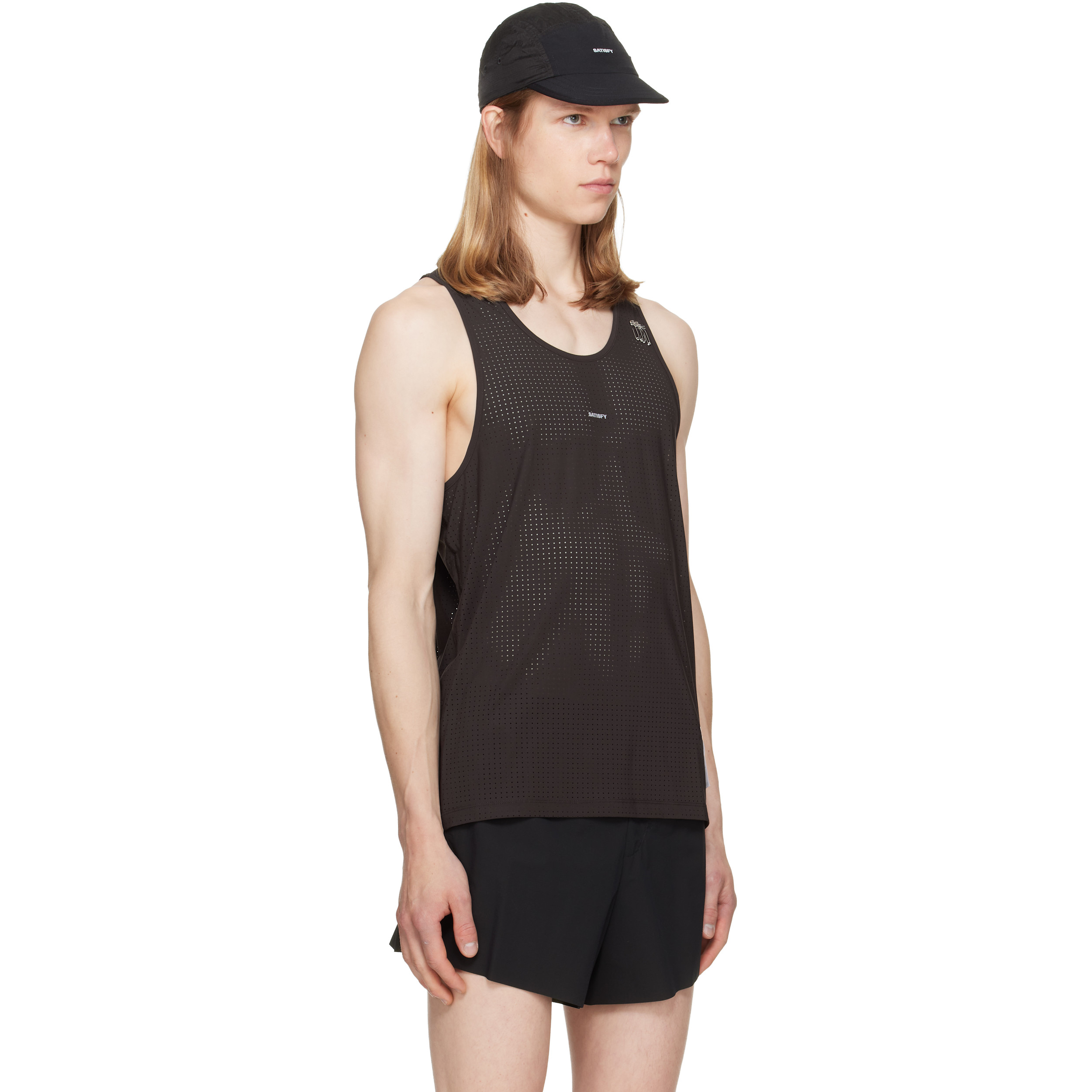 Burgundy Space‑O Singlet Tank Top