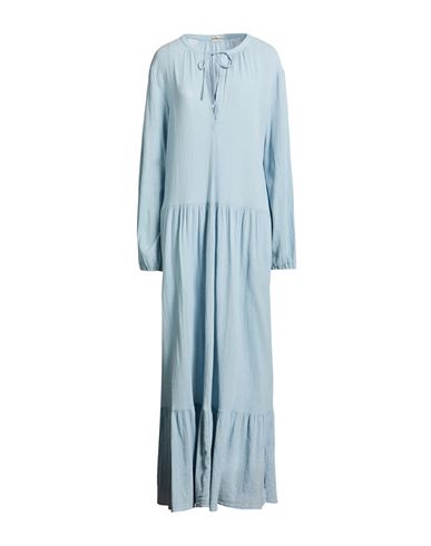 Woman Maxi dress Sky blue Size M Cotton, Silk, Linen