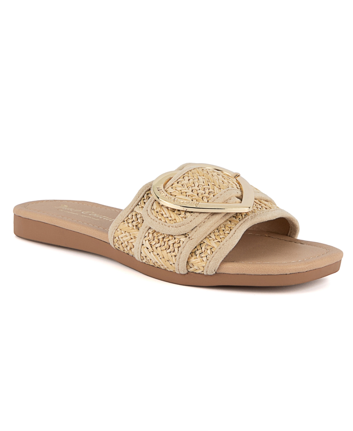 Women's Zapphire Heart Buckle Slide Flat Sandals - Natural