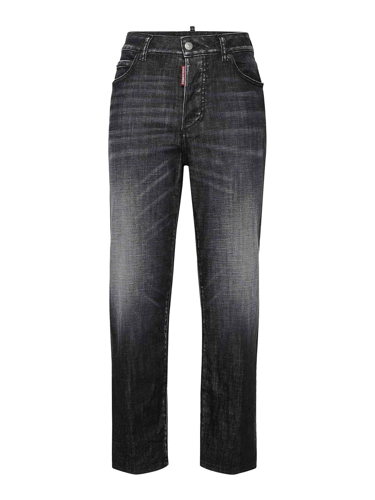 Faded straight-leg jeans - Black