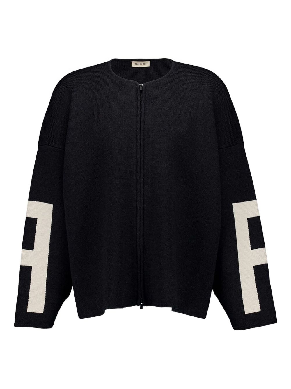 Wool full-zip sweater - Black