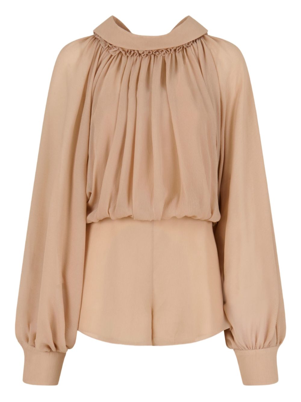 Puff-sleeve gathered jumpsuit - Neutrals