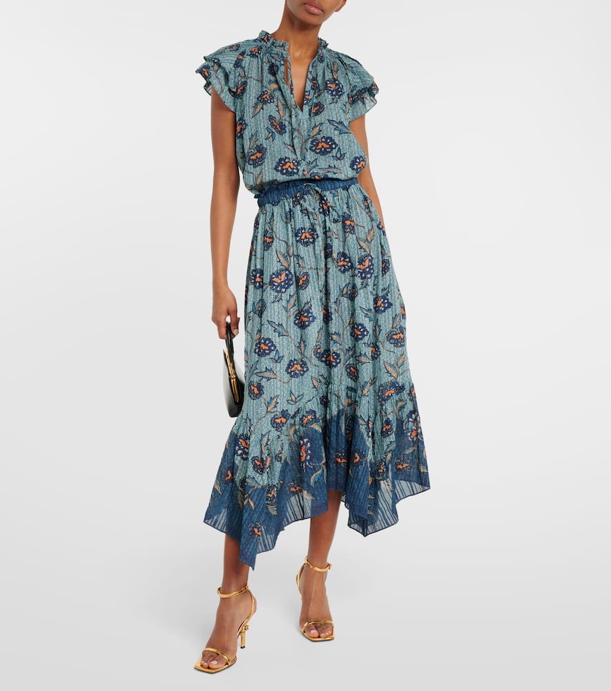 Alice asymmetric cotton-blend midi skirt