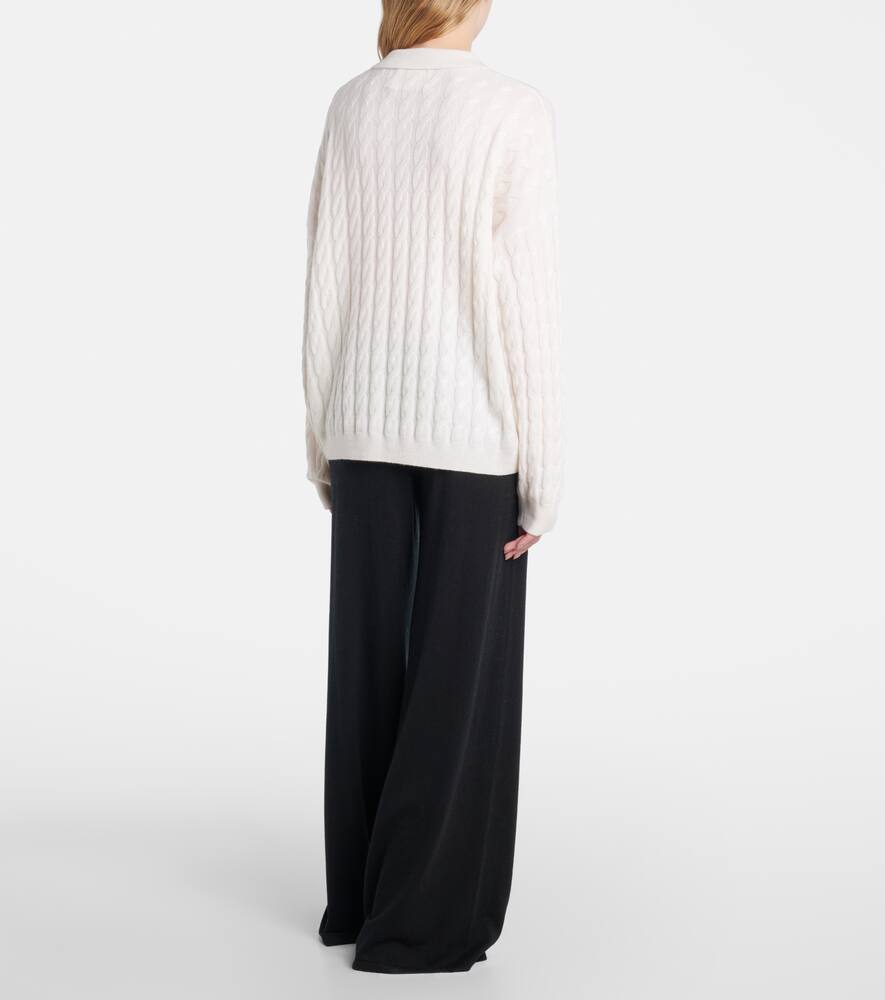 Magnolie cable-knit cashmere polo sweater