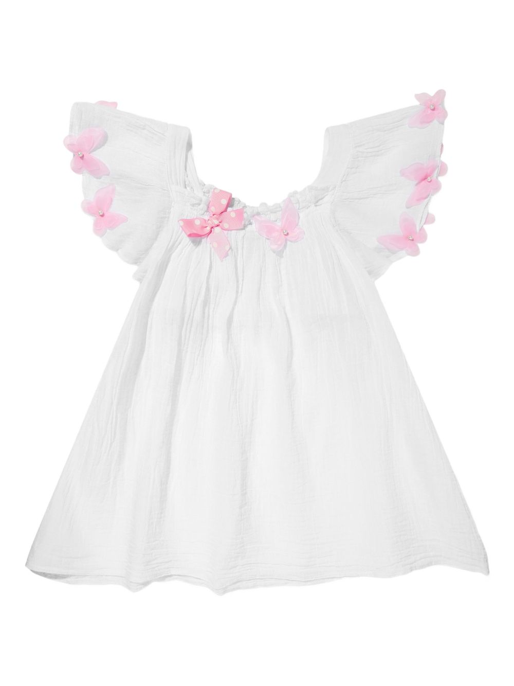 Butterfly-bow casual dress - White