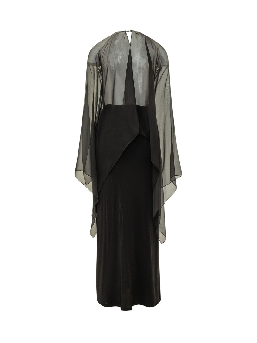 Black Transparent Round Neck Maxi Dress