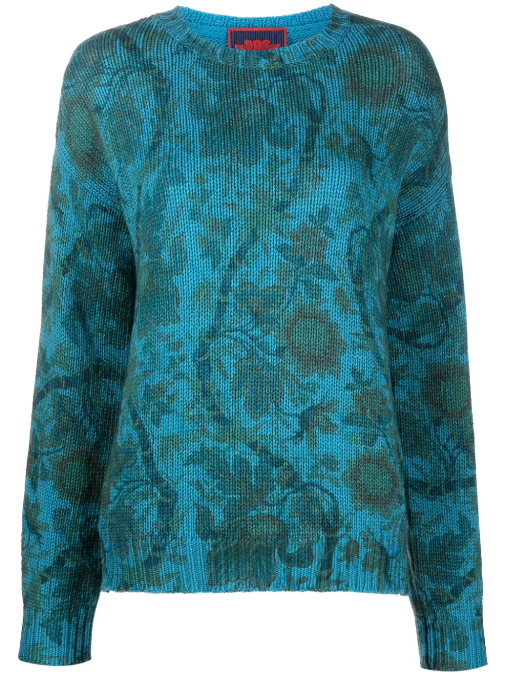 Floral-print wool jumper - Blue
