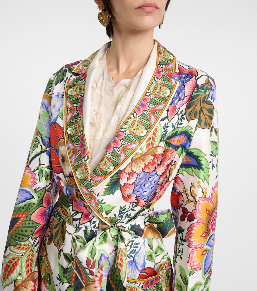 Floral silk wrap top