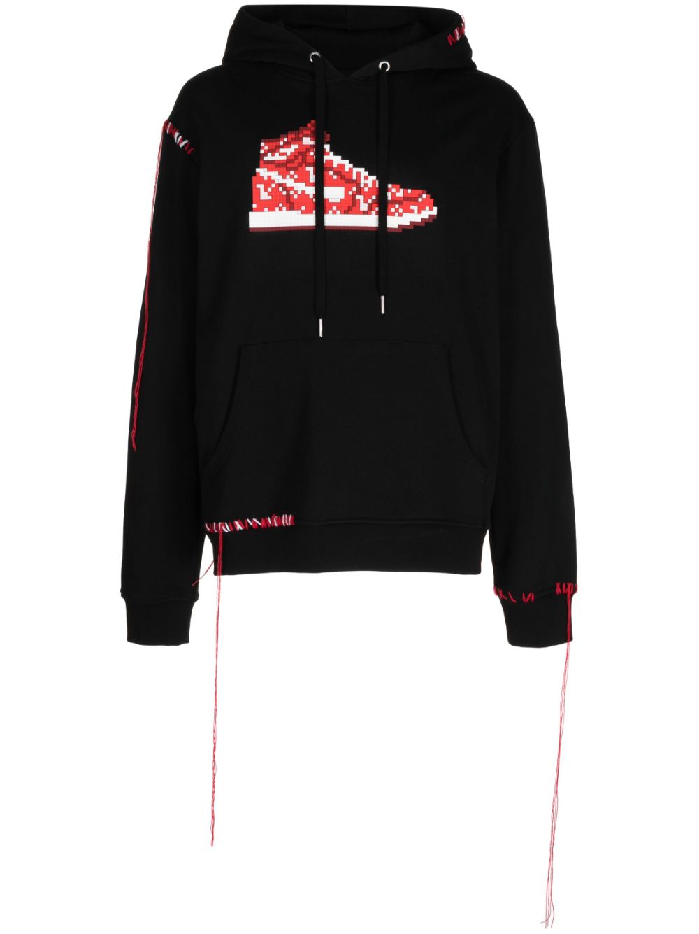Embroidered-detail cotton hoodie - Black