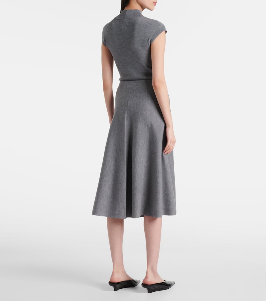 Wool high-rise midi skirt