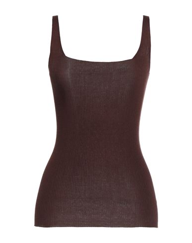 Fabiana Filippi Woman Top Chocolate brown Size 6 Silk, Cotton