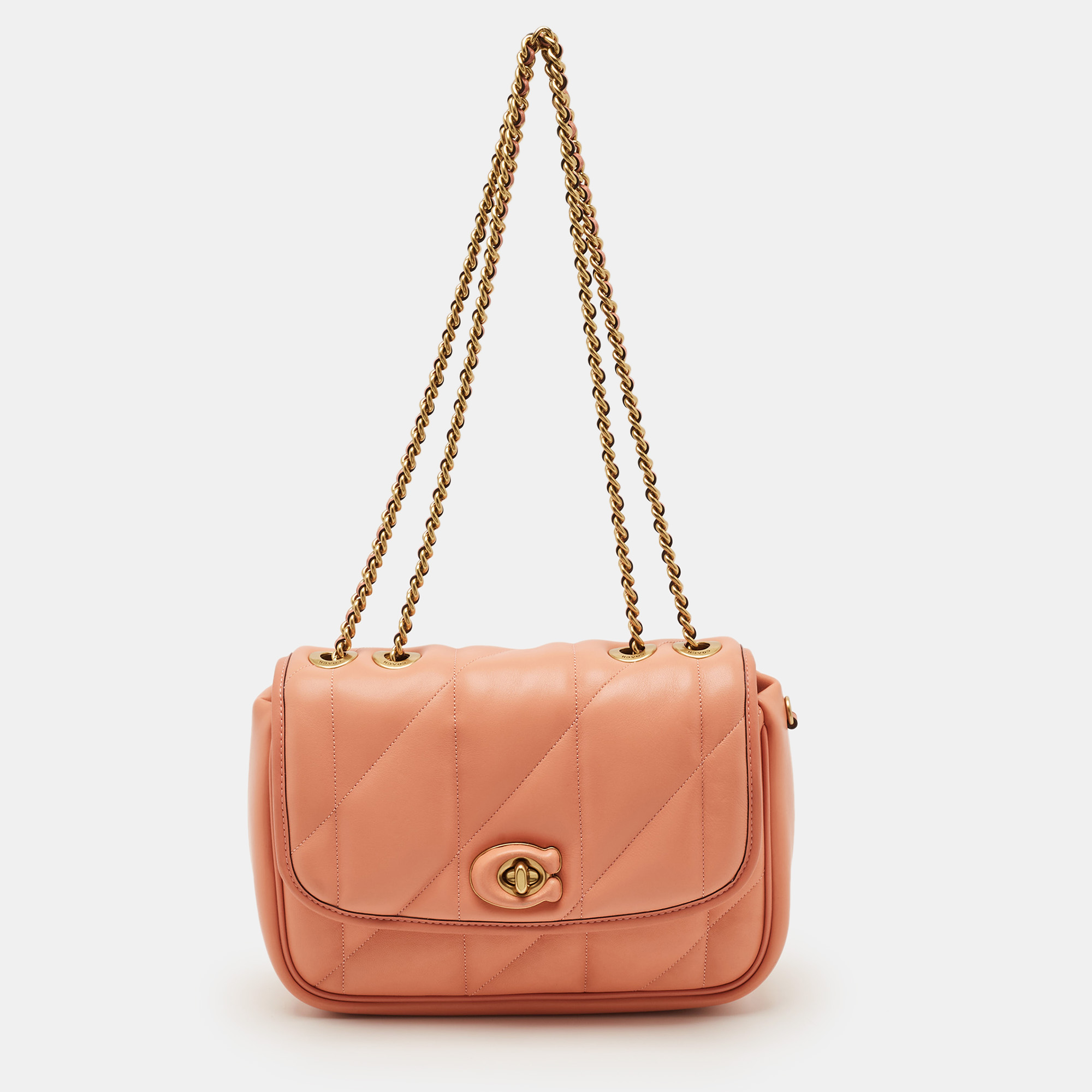 Coach Madison Pillow Coral Orange Leather Shoulder Bag